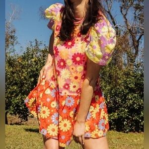 Queen of Sparkles Colorblock Daisy Dress